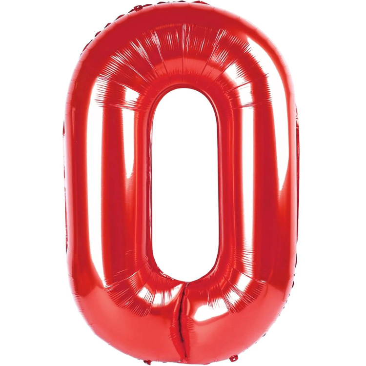 Red Number 0 Balloon 40 Inch, Large Red 0 Number Balloons, Foil Mylar Helium Balloon Birthday Party Supplies, 10 20 30 40 50 60 70 80 90 100 Birthday Anniversary 2025 Numbers Decorations
