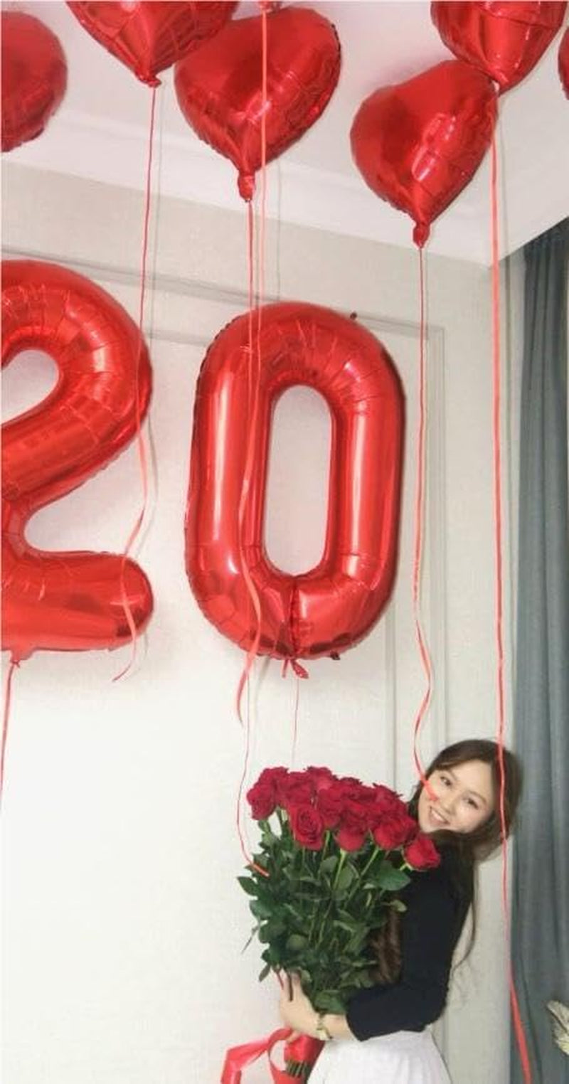 Red Number 0 Balloon 40 Inch, Large Red 0 Number Balloons, Foil Mylar Helium Balloon Birthday Party Supplies, 10 20 30 40 50 60 70 80 90 100 Birthday Anniversary 2025 Numbers Decorations