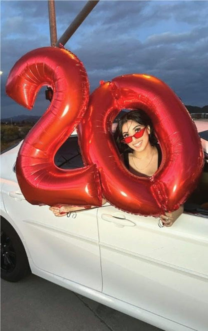 Red Number 0 Balloon 40 Inch, Large Red 0 Number Balloons, Foil Mylar Helium Balloon Birthday Party Supplies, 10 20 30 40 50 60 70 80 90 100 Birthday Anniversary 2025 Numbers Decorations